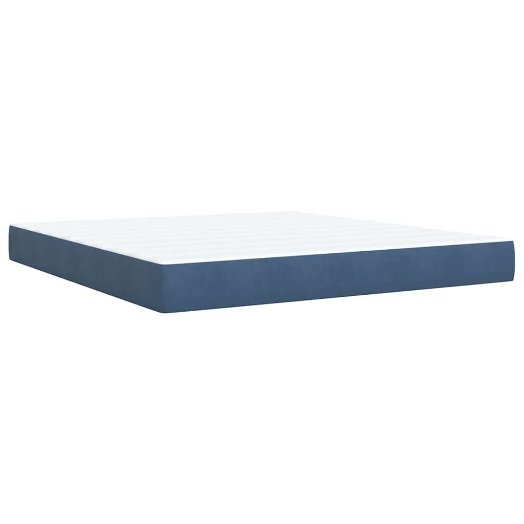 Κρεβάτι Boxspring με Στρώμα Μπλε 180x200 εκ. Βελούδινο
