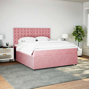 Κρεβάτι Boxspring με Στρώμα Ροζ 180x200 εκ. Βελούδινο