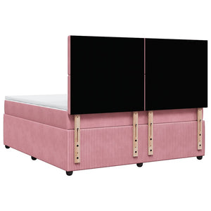 Κρεβάτι Boxspring με Στρώμα Ροζ 180x200 εκ. Βελούδινο
