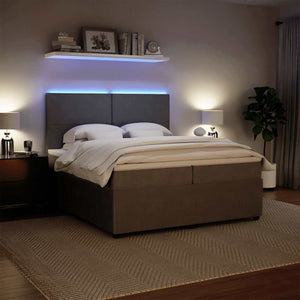 Κρεβάτι Boxspring με Στρώμα Ανοιχτό Γκρι 200x200 εκ. Βελούδινο - Pakobazaar