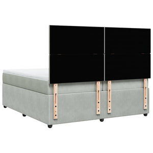Κρεβάτι Boxspring με Στρώμα Ανοιχτό Γκρι 200x200 εκ. Βελούδινο - Pakobazaar