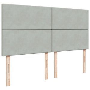 Κρεβάτι Boxspring με Στρώμα Ανοιχτό Γκρι 200x200 εκ. Βελούδινο - Pakobazaar