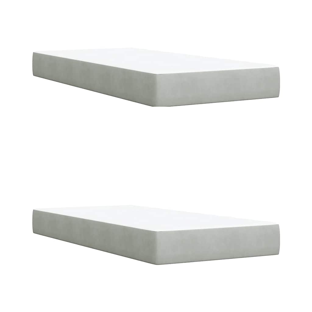 Κρεβάτι Boxspring με Στρώμα Ανοιχτό Γκρι 200x200 εκ. Βελούδινο - Pakobazaar