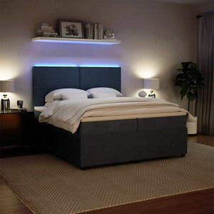 Κρεβάτι Boxspring με Στρώμα Σκούρο Γκρι 200x200 εκ. Βελούδινο