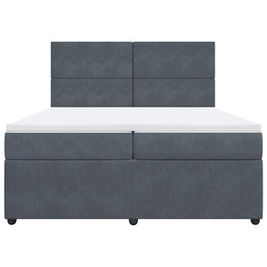 Κρεβάτι Boxspring με Στρώμα Σκούρο Γκρι 200x200 εκ. Βελούδινο