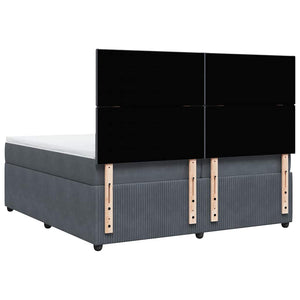 Κρεβάτι Boxspring με Στρώμα Σκούρο Γκρι 200x200 εκ. Βελούδινο