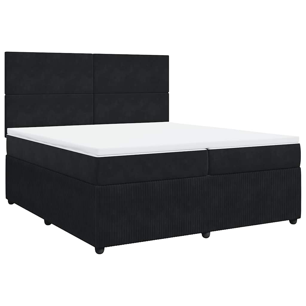 Κρεβάτι Boxspring με Στρώμα Μαύρο 200x200 εκ. Βελούδινο - Pakobazaar