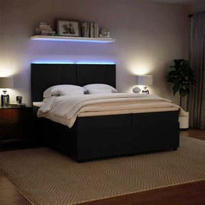 Κρεβάτι Boxspring με Στρώμα Μαύρο 200x200 εκ. Βελούδινο - Pakobazaar