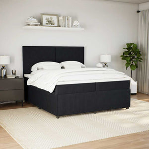 Κρεβάτι Boxspring με Στρώμα Μαύρο 200x200 εκ. Βελούδινο - Pakobazaar