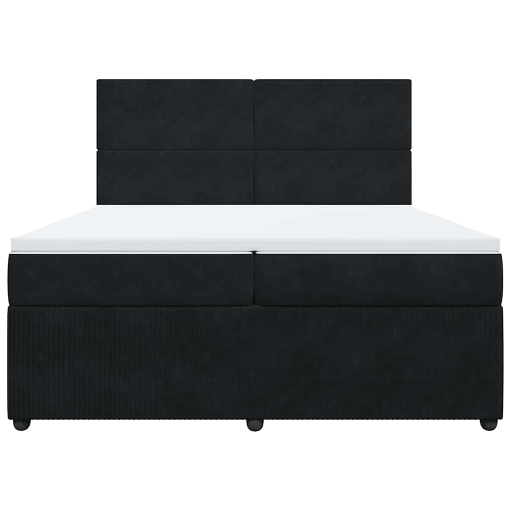 Κρεβάτι Boxspring με Στρώμα Μαύρο 200x200 εκ. Βελούδινο - Pakobazaar