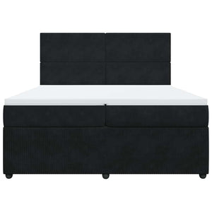 Κρεβάτι Boxspring με Στρώμα Μαύρο 200x200 εκ. Βελούδινο - Pakobazaar
