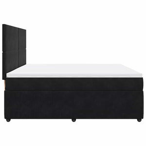 Κρεβάτι Boxspring με Στρώμα Μαύρο 200x200 εκ. Βελούδινο - Pakobazaar