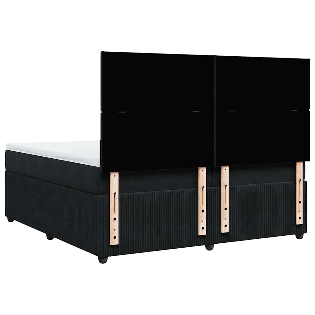 Κρεβάτι Boxspring με Στρώμα Μαύρο 200x200 εκ. Βελούδινο - Pakobazaar