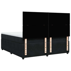 Κρεβάτι Boxspring με Στρώμα Μαύρο 200x200 εκ. Βελούδινο - Pakobazaar