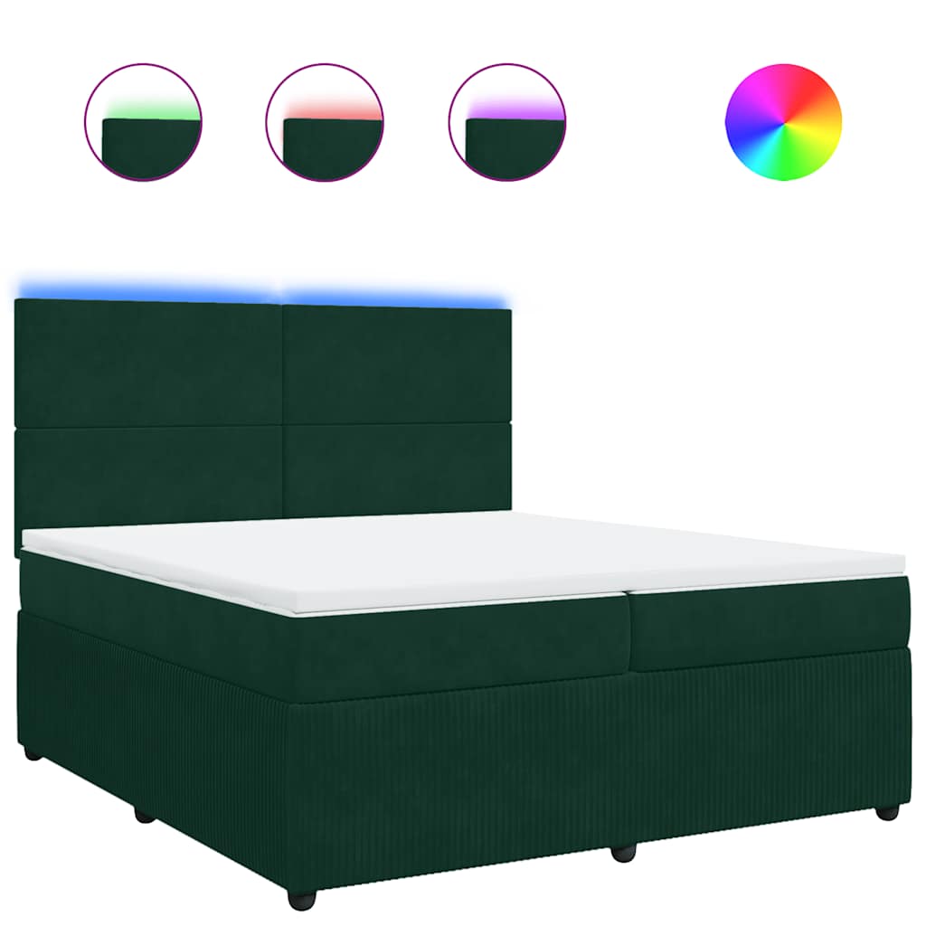Κρεβάτι Boxspring με Στρώμα Σκούρο Πράσινο 200x200εκ. Βελούδινο - Pakobazaar