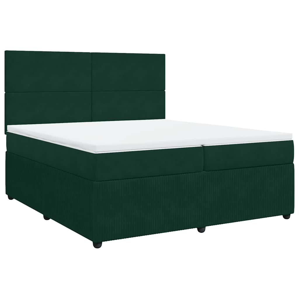 Κρεβάτι Boxspring με Στρώμα Σκούρο Πράσινο 200x200εκ. Βελούδινο - Pakobazaar