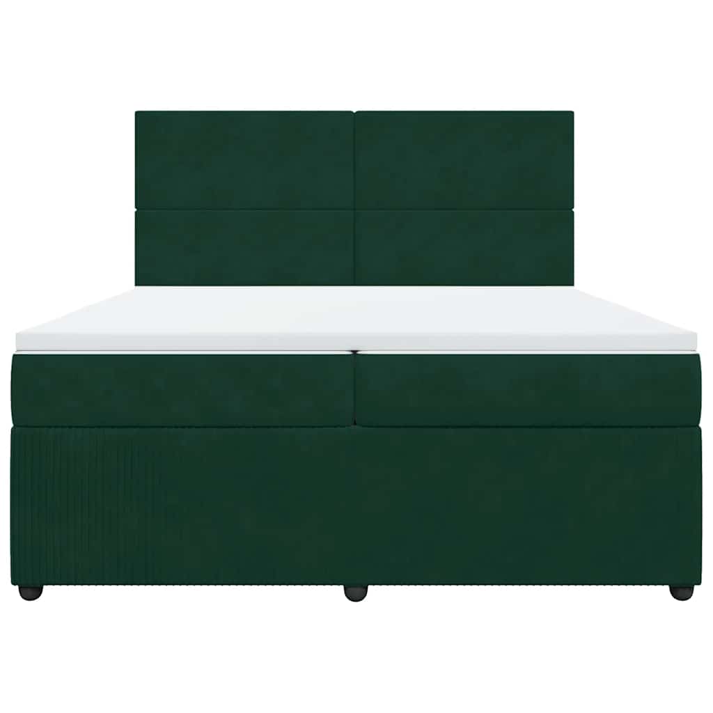 Κρεβάτι Boxspring με Στρώμα Σκούρο Πράσινο 200x200εκ. Βελούδινο - Pakobazaar