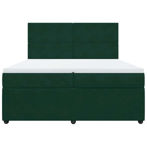 Κρεβάτι Boxspring με Στρώμα Σκούρο Πράσινο 200x200εκ. Βελούδινο - Pakobazaar