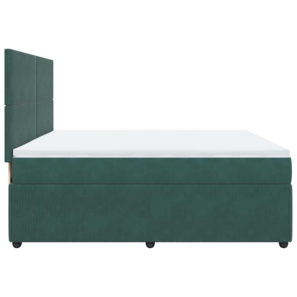 Κρεβάτι Boxspring με Στρώμα Σκούρο Πράσινο 200x200εκ. Βελούδινο - Pakobazaar