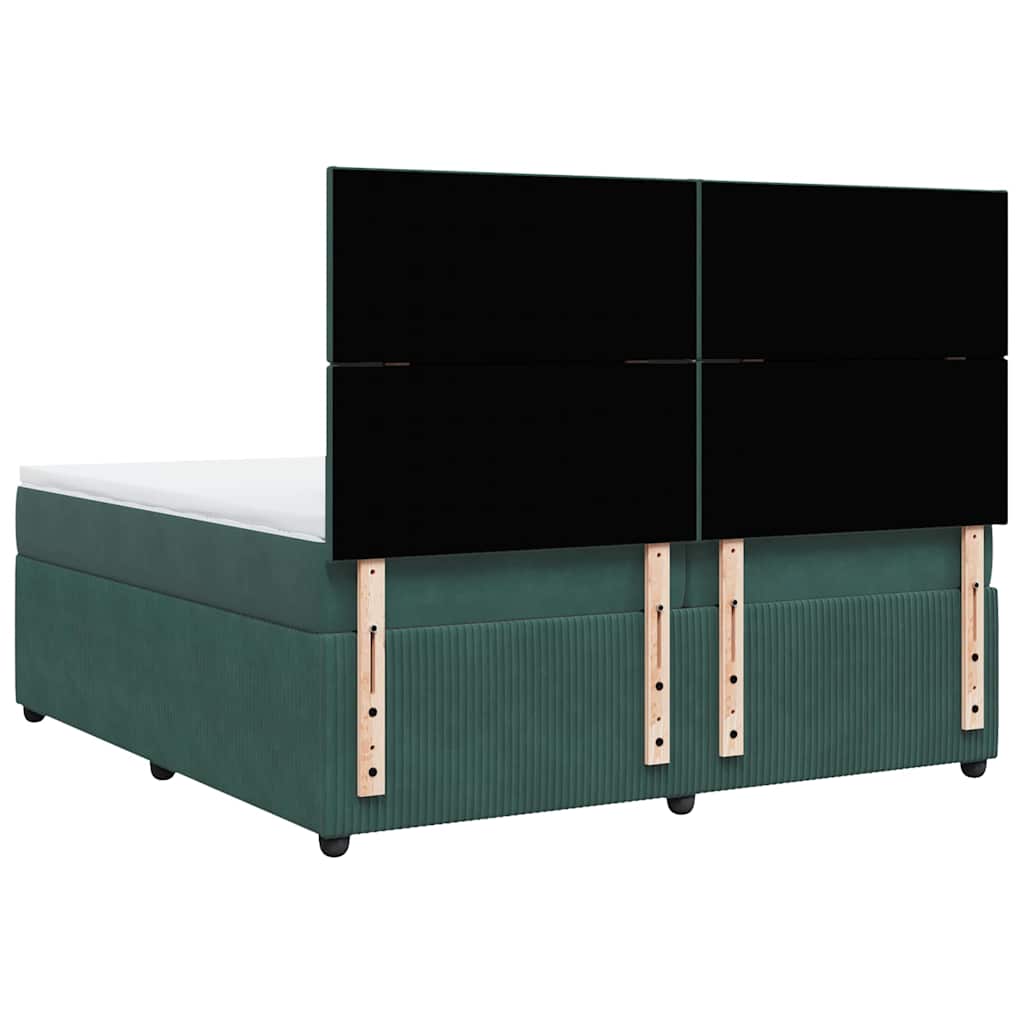 Κρεβάτι Boxspring με Στρώμα Σκούρο Πράσινο 200x200εκ. Βελούδινο - Pakobazaar