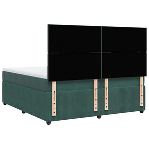 Κρεβάτι Boxspring με Στρώμα Σκούρο Πράσινο 200x200εκ. Βελούδινο - Pakobazaar