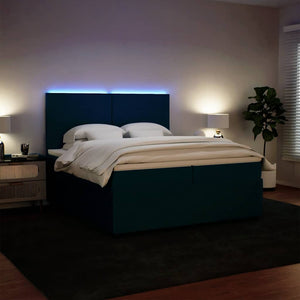 Κρεβάτι Boxspring με Στρώμα Μπλε 200x200 εκ. Βελούδινο - Pakobazaar