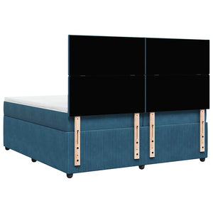 Κρεβάτι Boxspring με Στρώμα Μπλε 200x200 εκ. Βελούδινο - Pakobazaar