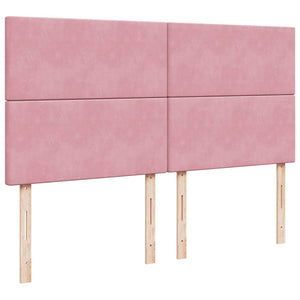 Κρεβάτι Boxspring με Στρώμα Ροζ 200x200 εκ. Βελούδινο - Pakobazaar