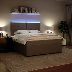 Κρεβάτι Boxspring με Στρώμα Ανοιχτό Γκρι 200x200 εκ. Βελούδινο - Pakobazaar