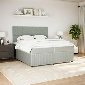 Κρεβάτι Boxspring με Στρώμα Ανοιχτό Γκρι 200x200 εκ. Βελούδινο - Pakobazaar