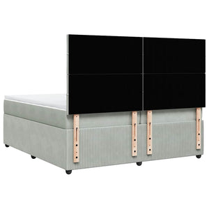 Κρεβάτι Boxspring με Στρώμα Ανοιχτό Γκρι 200x200 εκ. Βελούδινο - Pakobazaar