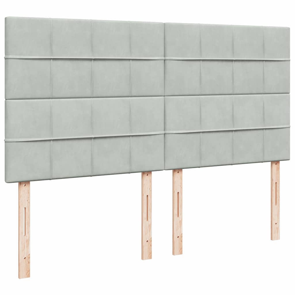 Κρεβάτι Boxspring με Στρώμα Ανοιχτό Γκρι 200x200 εκ. Βελούδινο - Pakobazaar