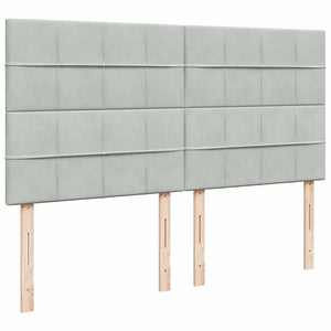 Κρεβάτι Boxspring με Στρώμα Ανοιχτό Γκρι 200x200 εκ. Βελούδινο - Pakobazaar