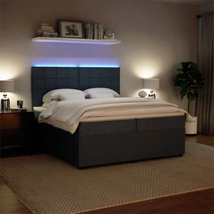 Κρεβάτι Boxspring με Στρώμα Σκούρο Γκρι 200x200 εκ. Βελούδινο - Pakobazaar