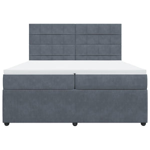Κρεβάτι Boxspring με Στρώμα Σκούρο Γκρι 200x200 εκ. Βελούδινο - Pakobazaar