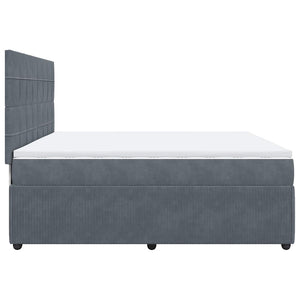Κρεβάτι Boxspring με Στρώμα Σκούρο Γκρι 200x200 εκ. Βελούδινο - Pakobazaar