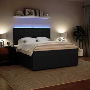 Κρεβάτι Boxspring με Στρώμα Μαύρο 200x200 εκ. Βελούδινο - Pakobazaar
