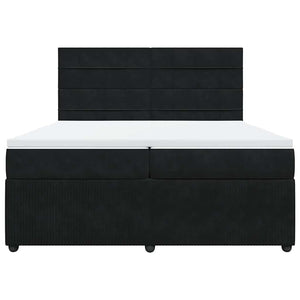 Κρεβάτι Boxspring με Στρώμα Μαύρο 200x200 εκ. Βελούδινο - Pakobazaar