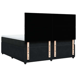 Κρεβάτι Boxspring με Στρώμα Μαύρο 200x200 εκ. Βελούδινο - Pakobazaar