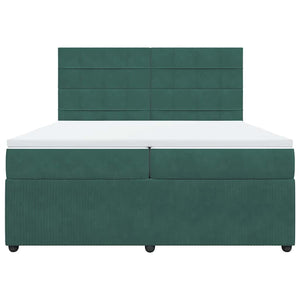 Κρεβάτι Boxspring με Στρώμα Σκούρο Πράσινο 200x200εκ. Βελούδινο - Pakobazaar