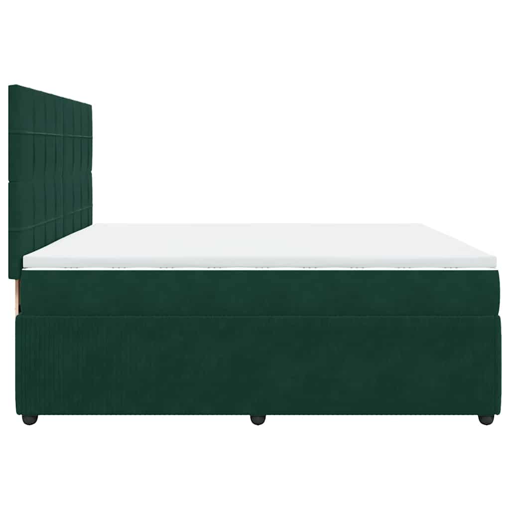 Κρεβάτι Boxspring με Στρώμα Σκούρο Πράσινο 200x200εκ. Βελούδινο - Pakobazaar