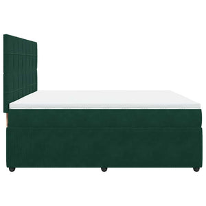 Κρεβάτι Boxspring με Στρώμα Σκούρο Πράσινο 200x200εκ. Βελούδινο - Pakobazaar