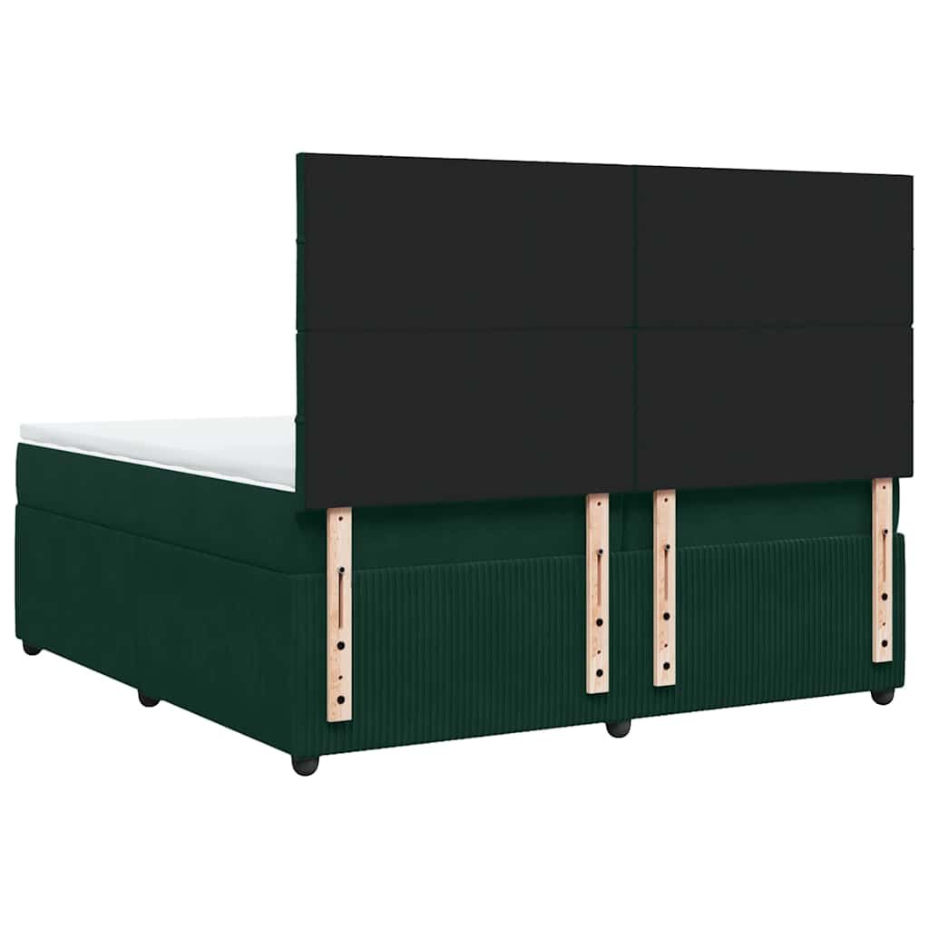 Κρεβάτι Boxspring με Στρώμα Σκούρο Πράσινο 200x200εκ. Βελούδινο - Pakobazaar