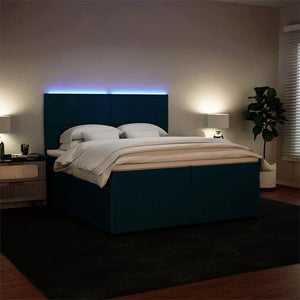 Κρεβάτι Boxspring με Στρώμα Μπλε 200x200 εκ. Βελούδινο - Pakobazaar