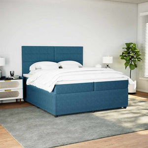 Κρεβάτι Boxspring με Στρώμα Μπλε 200x200 εκ. Βελούδινο - Pakobazaar