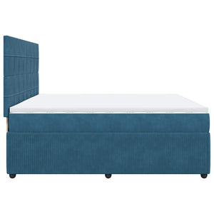 Κρεβάτι Boxspring με Στρώμα Μπλε 200x200 εκ. Βελούδινο - Pakobazaar