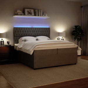 Κρεβάτι Boxspring με Στρώμα Ανοιχτό Γκρι 200x200 εκ. Βελούδινο - Pakobazaar