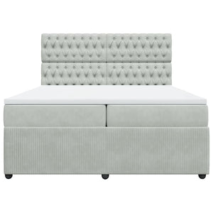 Κρεβάτι Boxspring με Στρώμα Ανοιχτό Γκρι 200x200 εκ. Βελούδινο - Pakobazaar