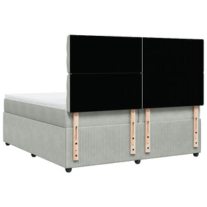 Κρεβάτι Boxspring με Στρώμα Ανοιχτό Γκρι 200x200 εκ. Βελούδινο - Pakobazaar