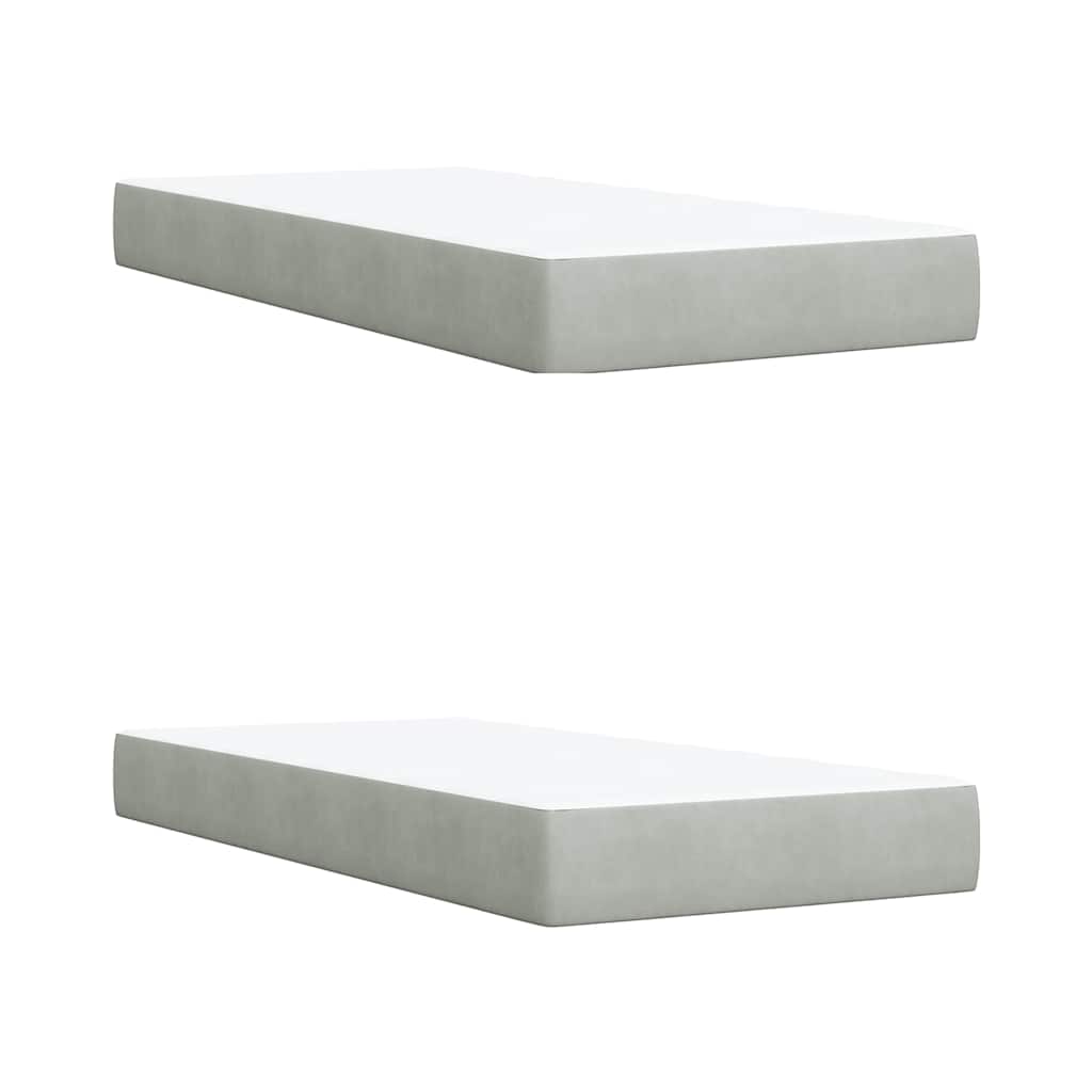 Κρεβάτι Boxspring με Στρώμα Ανοιχτό Γκρι 200x200 εκ. Βελούδινο - Pakobazaar